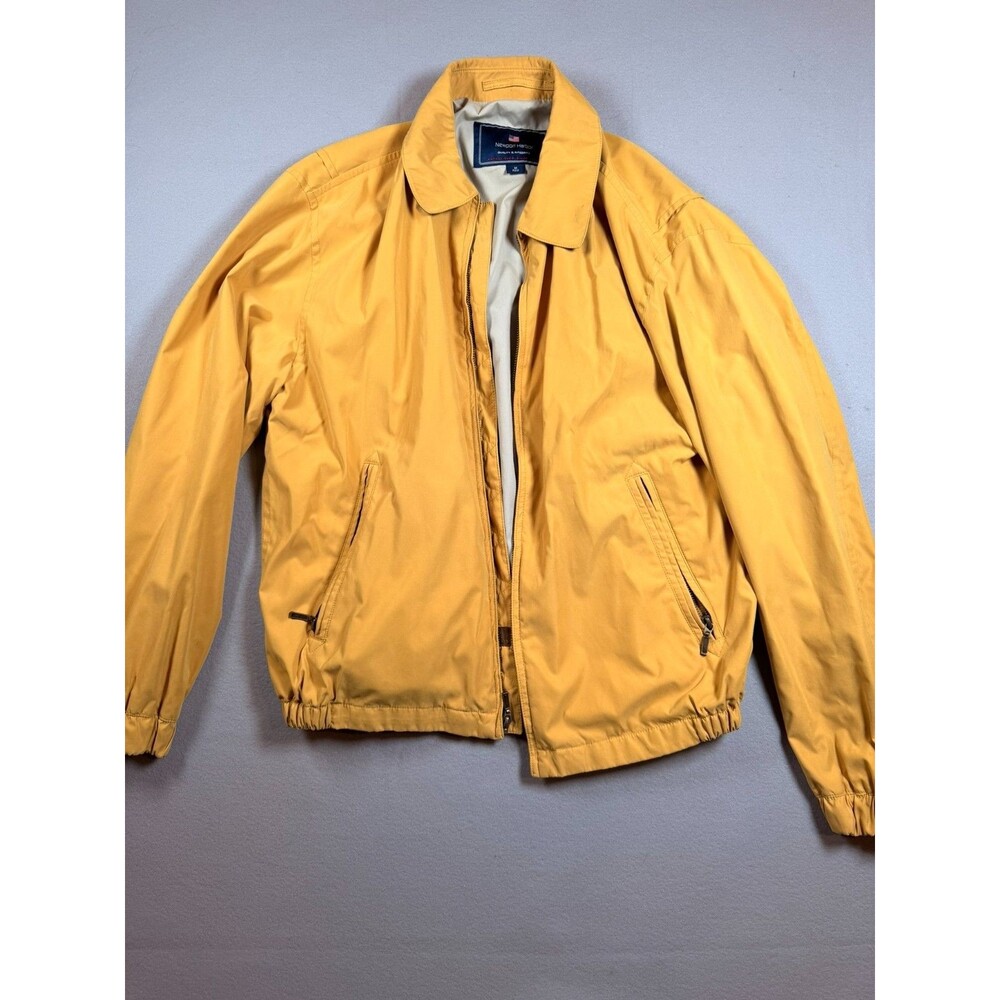 Medium Vintage Newport Harbor Mustard Yellow Bomber Jacket Sunglass pocket